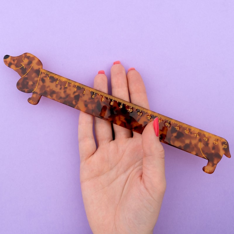 Coucou Suzette Dachshund Ruler - Product shown in models hand