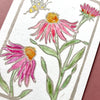 Ashes & Arbor Cone Flower & Bee Watercolor Art Card Kit - Closeup of product