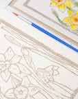 Ashes & Arbor Daffodil Watercolor Art Card Kit - Product shown with paint brush