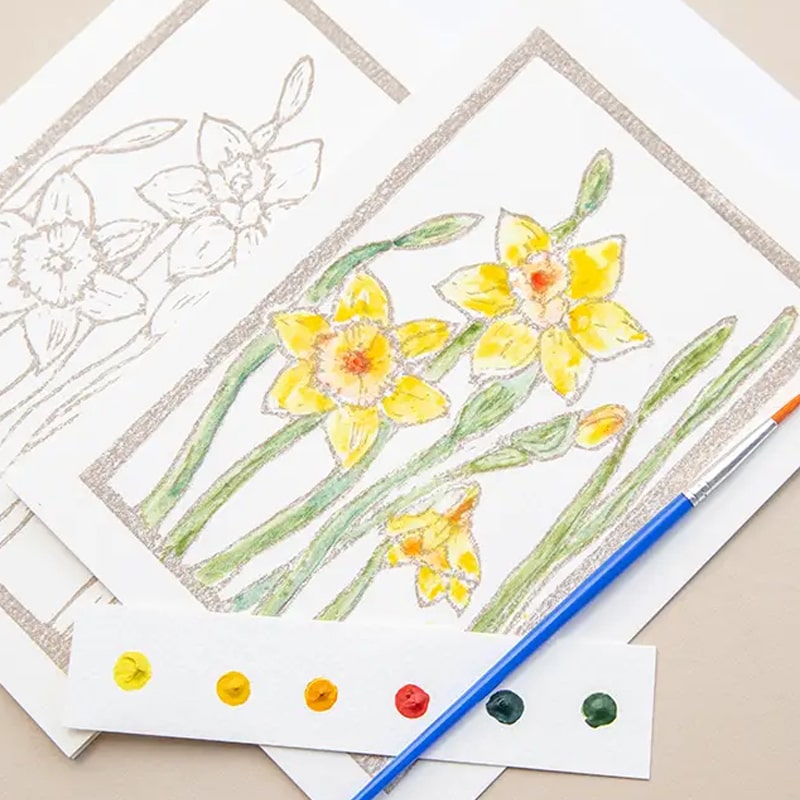 Ashes &amp; Arbor Daffodil Watercolor Art Card Kit - Product displayed on neutral background