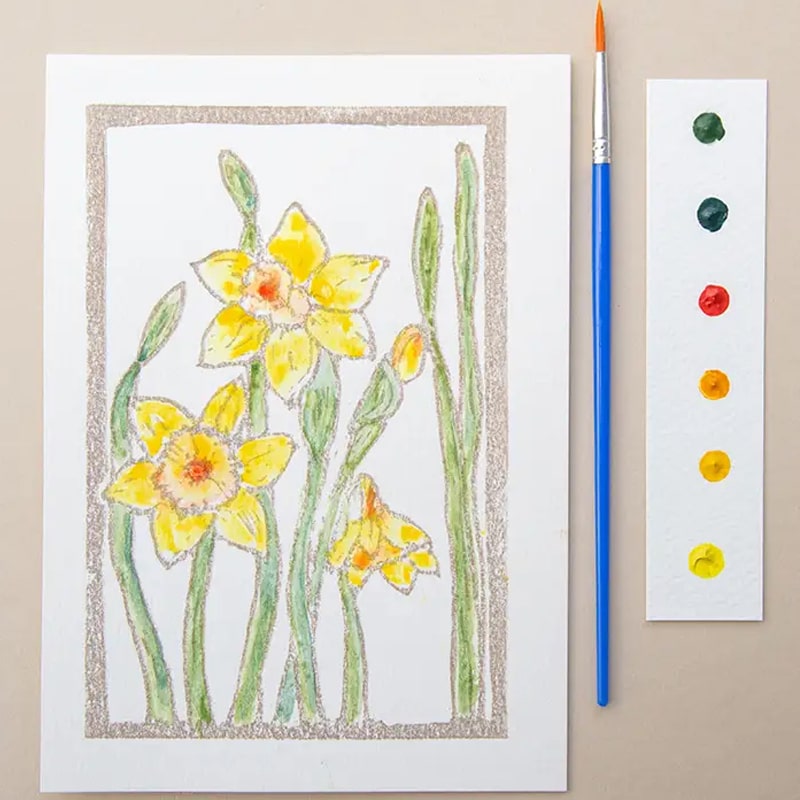 Ashes &amp; Arbor Daffodil Watercolor Art Card Kit - Product shown laying next to each other