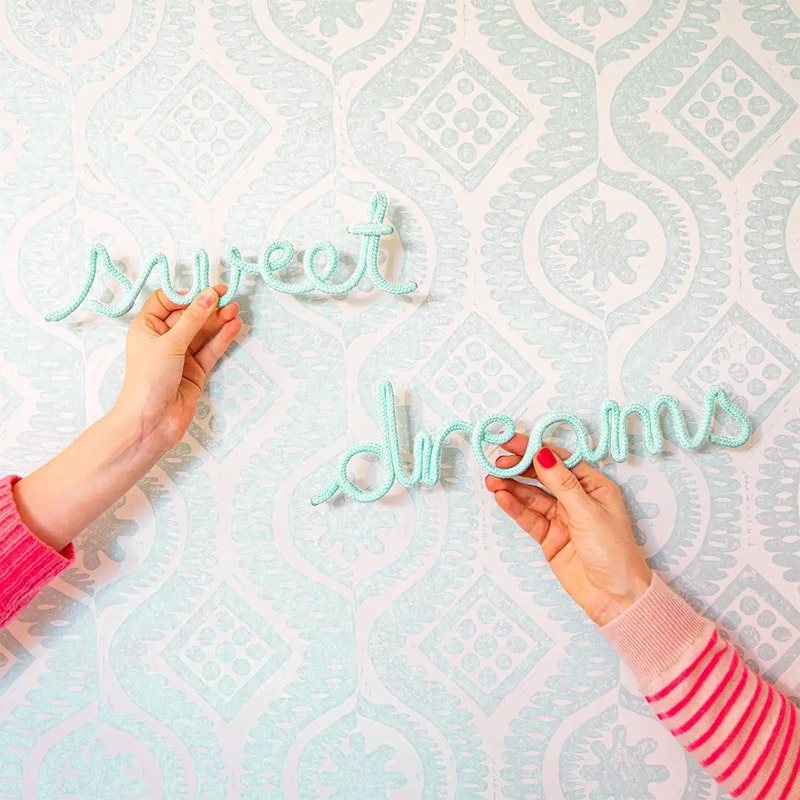 Bombay Duck Sweet Dreams Rope Word – Aqua - Product shown in models hand