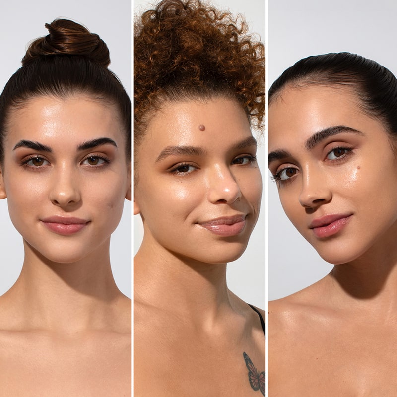 3 models wearing Odacite SPF 50 Flex-Perfecting™ Mineral Drops Tinted Sunscreen - TWO