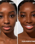 Before and after image of model with and without Odacite SPF 50 Flex-Perfecting™ Mineral Drops Tinted Sunscreen (30 ml) - FIVE