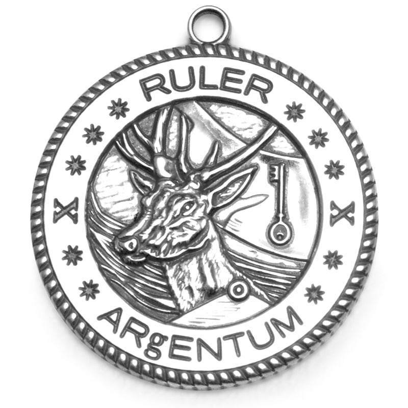 Argentum Apothecary Ruler Eau de Parfum - front of silver talisman