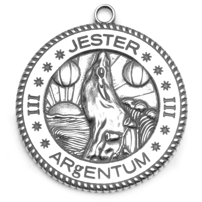 Argentum Apothecary Jester Eau de Parfum - front of silver talisman