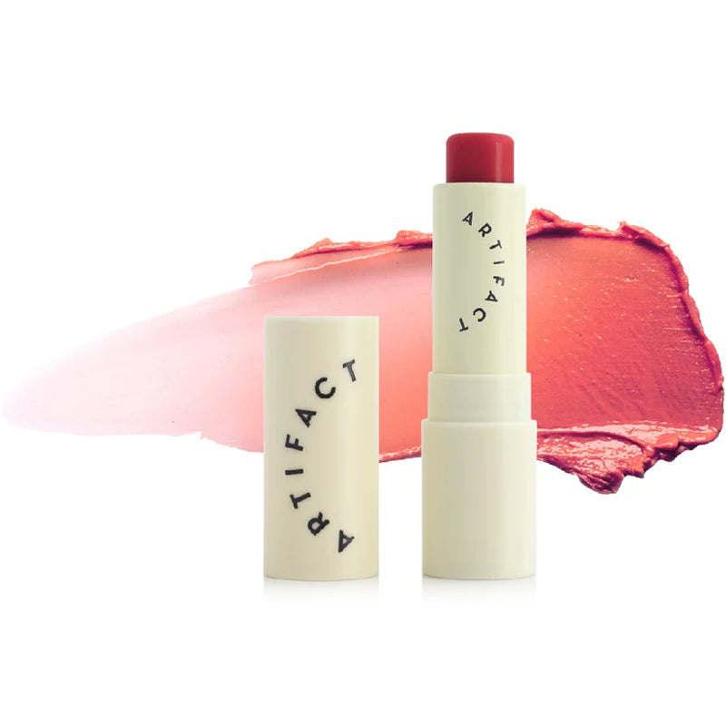 Artifact Soft Sail Blurring Tinted Lip Balm - Compass Rose 10 g showing open tube with color swatch in background