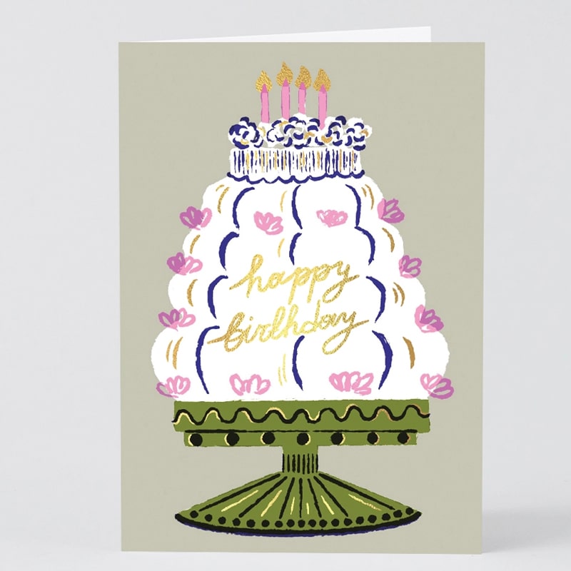 Wrap Happy Birthday Cake Greeting Card - Card opened