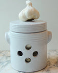 French Dry Goods Kitchen Essentials – Garlic Pot - Product shown with garlic on top of lid