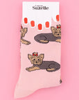 Coucou Suzette Yorkshire Socks - Product shown on pink background