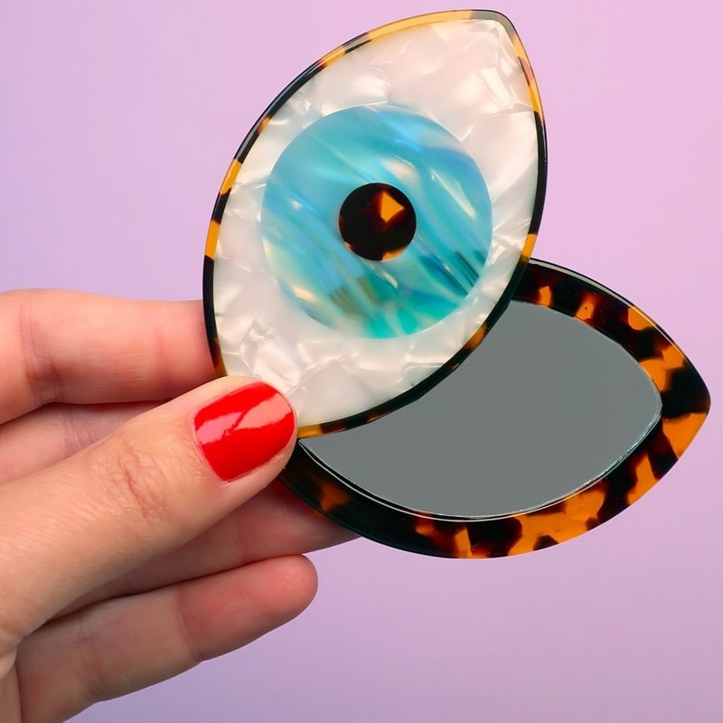 Coucou Suzette Blue Eye Mirror  - Closeup of product in models hand