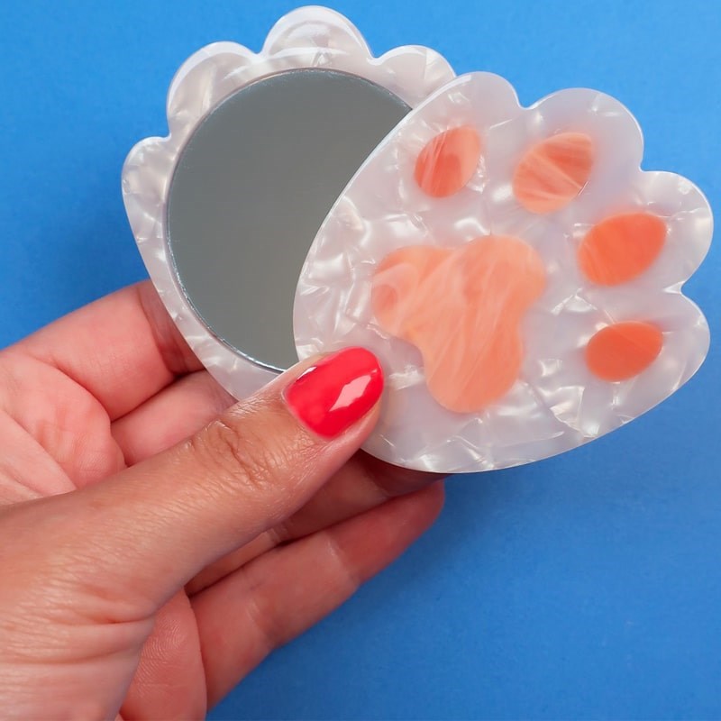 Coucou Suzette Cat Paw Mirror - Product shown in models hand