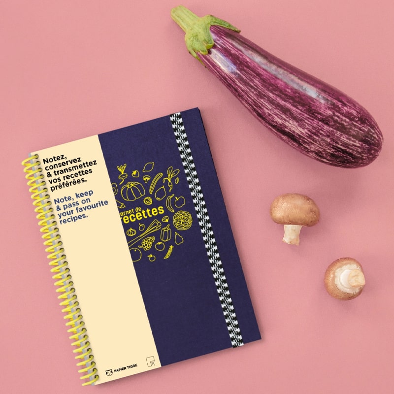 Papier Tigre The Recipes Notebook – lifestyle photo of notebook and vegetables 