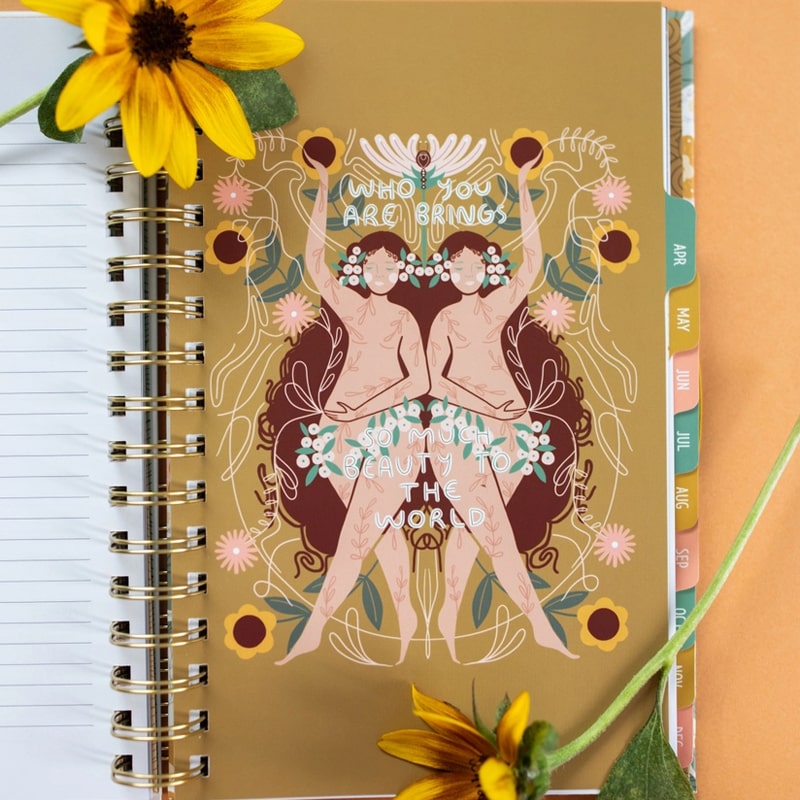 Ginger 2024 Empowered Planner - open journal with flowers on top