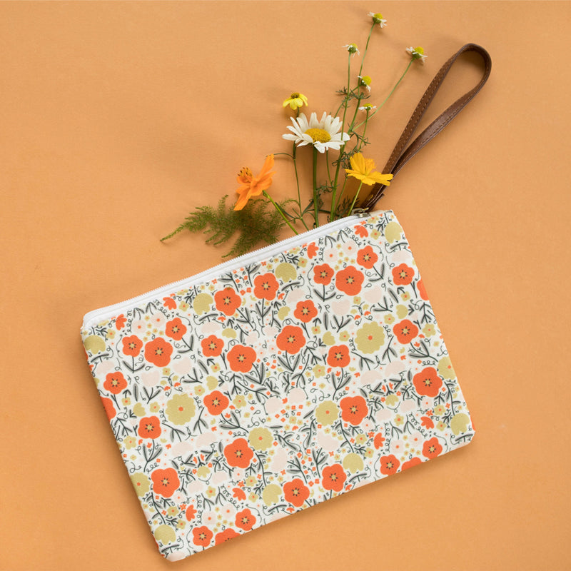 Gingiber Peppy Petals Zipper Pouch - Product shown with flowers inside