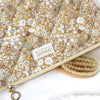 Barnabe Aime Le Cafe Liberty Quilted Toiletry Bag – Harper - Product shown with zipper open