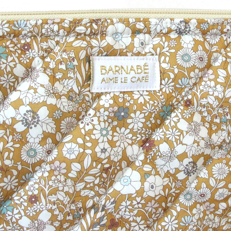 Barnabe Aime Le Cafe Liberty Quilted Toiletry Bag – Harper - Closeup of product
