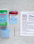 Marvling Bros Ltd Kawaii Toadstool Mini Cross Stitch Kit In A Matchbox- All pieces of product shown on gray background