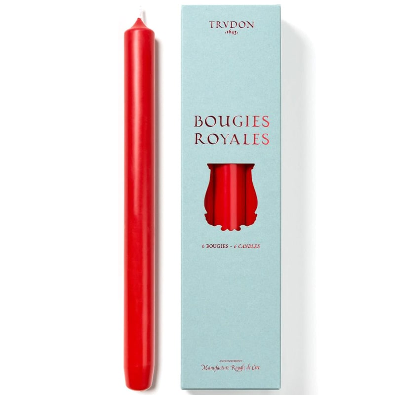 Trudon Royales 11&quot; Taper Candles Set - Bright Red (6 pcs) 