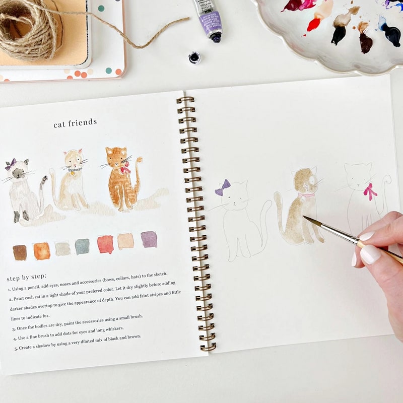 Emily Lex Studio Animals Watercolor Workbook - Product shown open