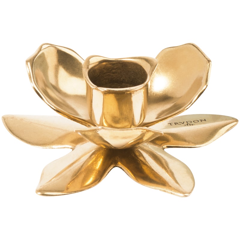 Trudon Gold Plated Flower Candlestick Holder (1 pc)