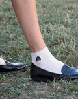 Model shown wearing Nach Dachshund Beige Socks - Le Teckel x Nach