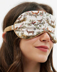 Fable England A Night's Tale - Crystal Grey Woodland Scene Sleep Mask - Model shown with product covering eyes
