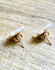 YSIE Lotus Mother-Of-Pearl Gold Plated Earrings - Back of product shown