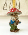 Camp Hollow Mushroom Gnome Cake Topper - close up of gnome topper