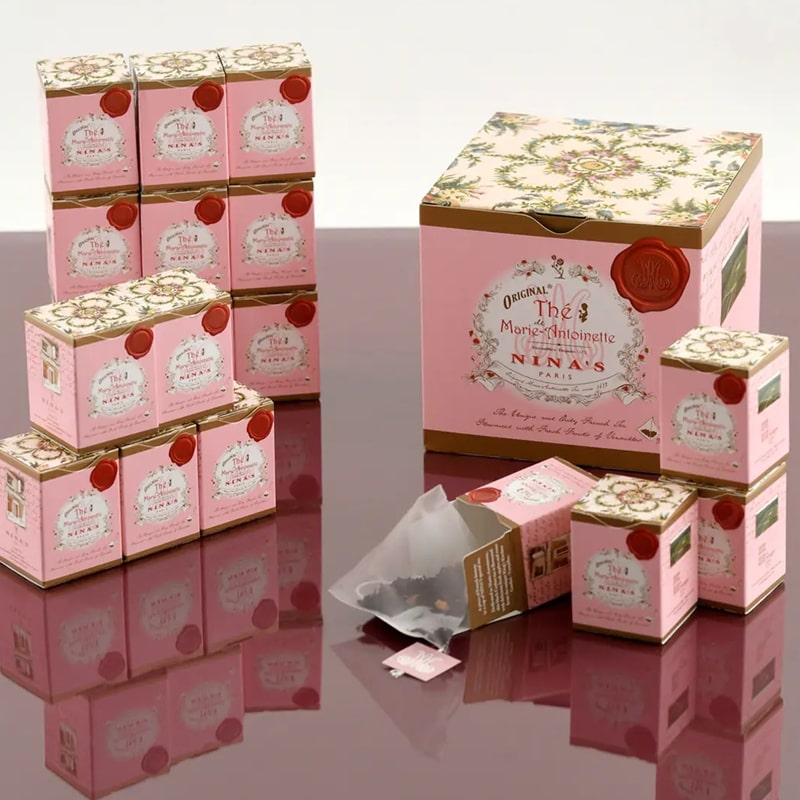 Nina&#39;s Paris Marie Antoinette Tea Bags - Product shown next to box
