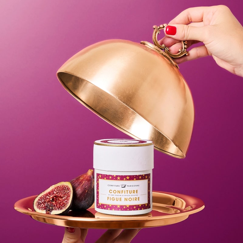 Confiture Parisienne Fig Sweet Spices - Starry Night Collection - lifestyle photo of serving plate with jar and figs on it
