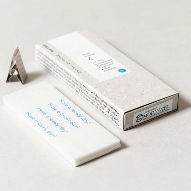 Kunjudo Washi Paper Incense Strips - Mellow Grove - packaging, incense paper strips, metal clip 