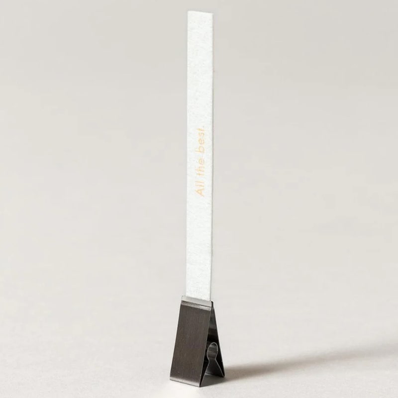 Kunjudo Washi Paper Incense Strips - Floral Warmth -  metal clip holding incense paper strip