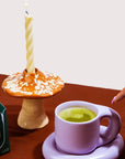 Wooden Spoon Herbs Mushroom Vanilla Matcha Latte Sachets - Product shown prepared on table