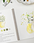 Emily Lex Studio Flowers Watercolor Workbook - open workbook showing content and illustrations