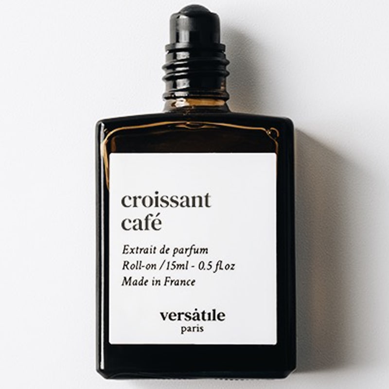 Versatile Paris Croissant Cafe Extrait de Parfum showing bottle with cap off
