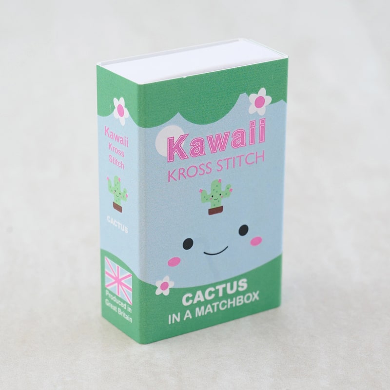 Marvling Bros Ltd  Kawaii Cactus Cross Stitch Kit In A Matchbox showing outside of box