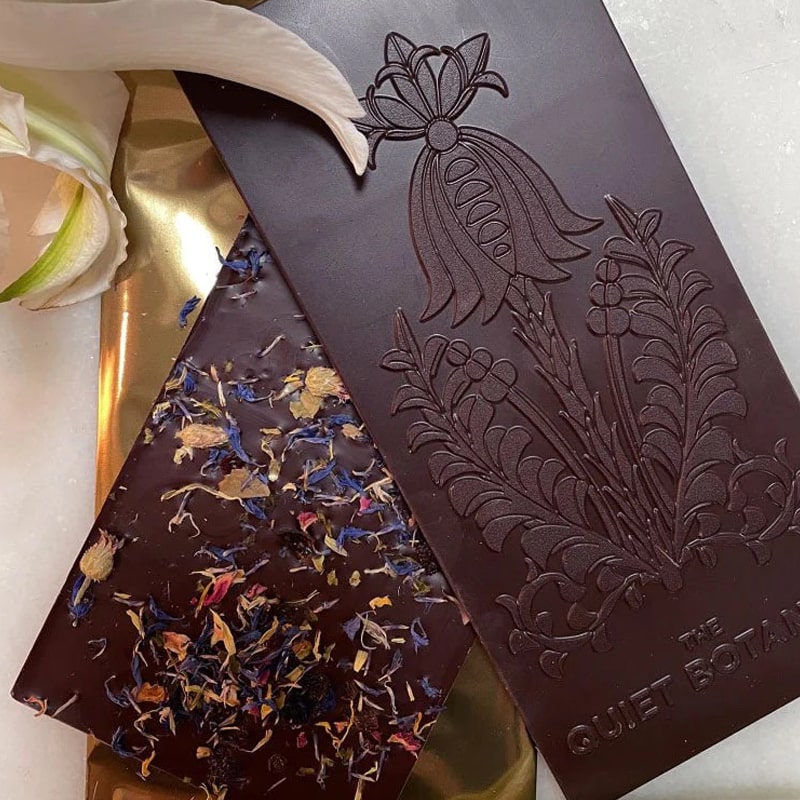 The Quiet Botanist Wildflower Dream Chocolate Bar - Front and back of product shown