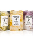 Sangre de Fruta Botanical Bar Soap Trio - Soaps displayed with packaging
