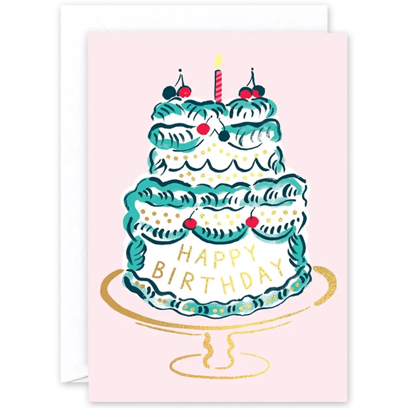 Wrap Happy Birthday Cake and Candle Greeting Card