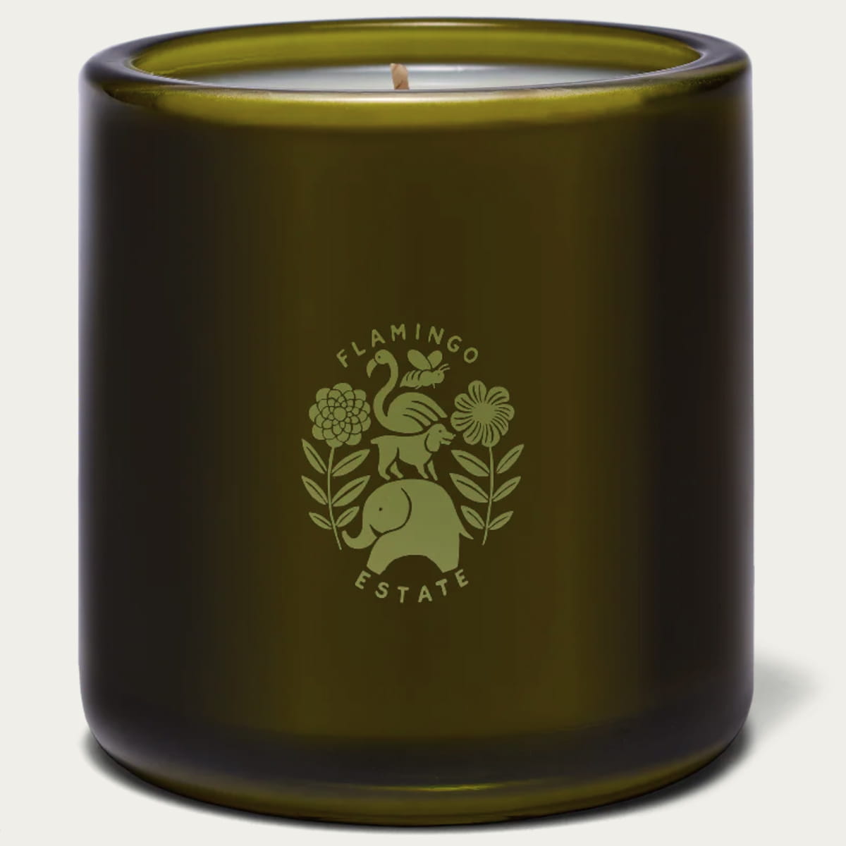 Flamingo Estate Roma Heirloom Tomato Candle (226 g) - product shown from back. 
