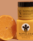 Nopalera Cactus Flower Exfoliant: Mandarin - Tangerine - Product shown on top of box