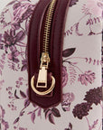 Fable England Large Bowling Bag - Plum Rambling Floral - Closeup of zipper