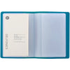 Delfonics Quitterie Small Card File - Turquoise - shown open to show sleeve that holds business cards