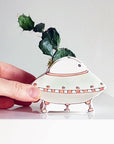 Julie Richard Ceramist Small UFO Ceramic Planter- Product shown with plant inside