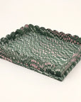 Craft Boat Marbled Scalloped Tray Set - Green - Large tray shown