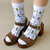 Tiepology Botanical Garden Casual Socks - Closeup of model wearing product