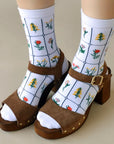 Tiepology Botanical Garden Casual Socks - Closeup of model wearing product