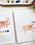 Emily Lex Studio Seaside Watercolor Workbook - Painted crab shown