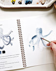 Emily Lex Studio Seaside Watercolor Workbook - Painted octopus shown